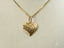 Art gold jewelry golden heart pendant with diagonal textured lines and star cutouts in 18k solid gold