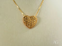 18k solid gold heart pendant with crisscross texture on chain