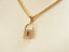 Art gold jewelry Golden Lock locker pendant with pave-set rhinestone in 18k solid gold