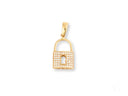 18k solid gold locker pendant with pavé diamonds and keyhole cutout