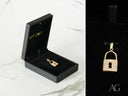 Golden Lock 18k solid gold locker pendant with clear stones