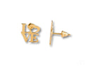 Radiant 18k gold LOVE stud earrings with heart O design
