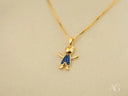 Golden Love Boy Pendant in 18k Solid Gold with Blue Gemstones