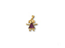 Golden love pendant: 18k solid gold girl-shaped art gold jewelry with pink gem dress
