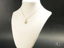 18k solid gold mom pendant with openwork butterfly design
