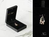 18k solid gold mom pendant with CZ woman pushing stroller