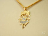 Golden Moments 18k gold girl dancing pendant with CZ stones