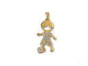 Golden Moments 18k gold CZ boy soccer pendant with pavé white stones