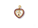 Golden Passion 18k gold red CZ heart pendant with ruby border