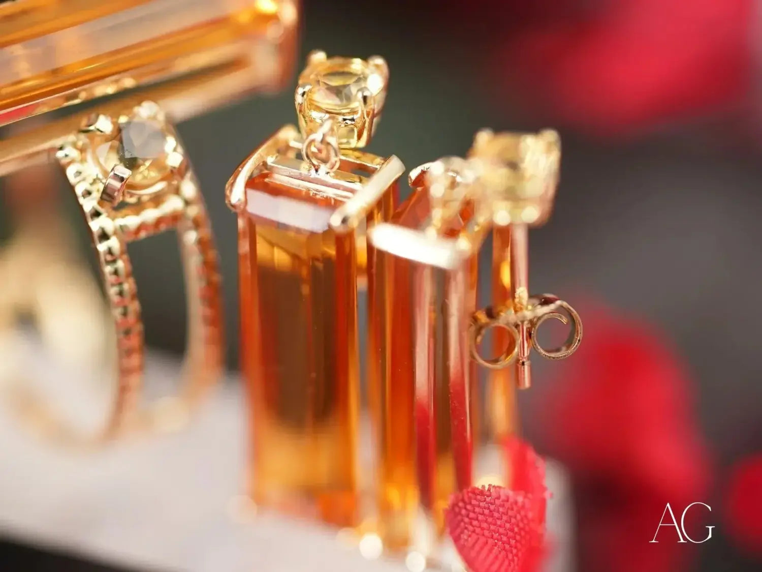 golden perfume bottle with faceted crystal stopper and amber liquid inside evoking the elegance of royal jewels and fine jewelry featured in thrilling tales of lost royal jewels mysteries and rediscoveries