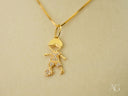 Golden Play 18k solid gold soccer boy with ball pendant, diamond accents