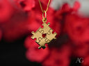 Golden puzzle piece pendant with heart cutout for autism awareness