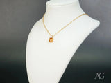 Golden Radiance Pendant: 18k Solid Gold Chain with Orange Gemstone