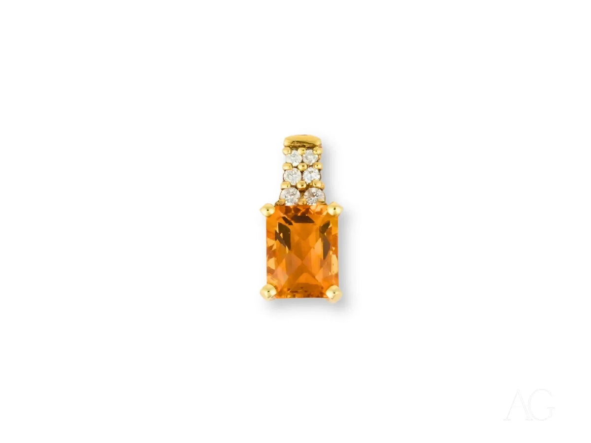 Golden Radiance Pendant in 18k solid gold with emerald-cut orange gemstone