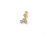 18k solid gold Golden Ride Pendant with diamond-accented bicycle doll