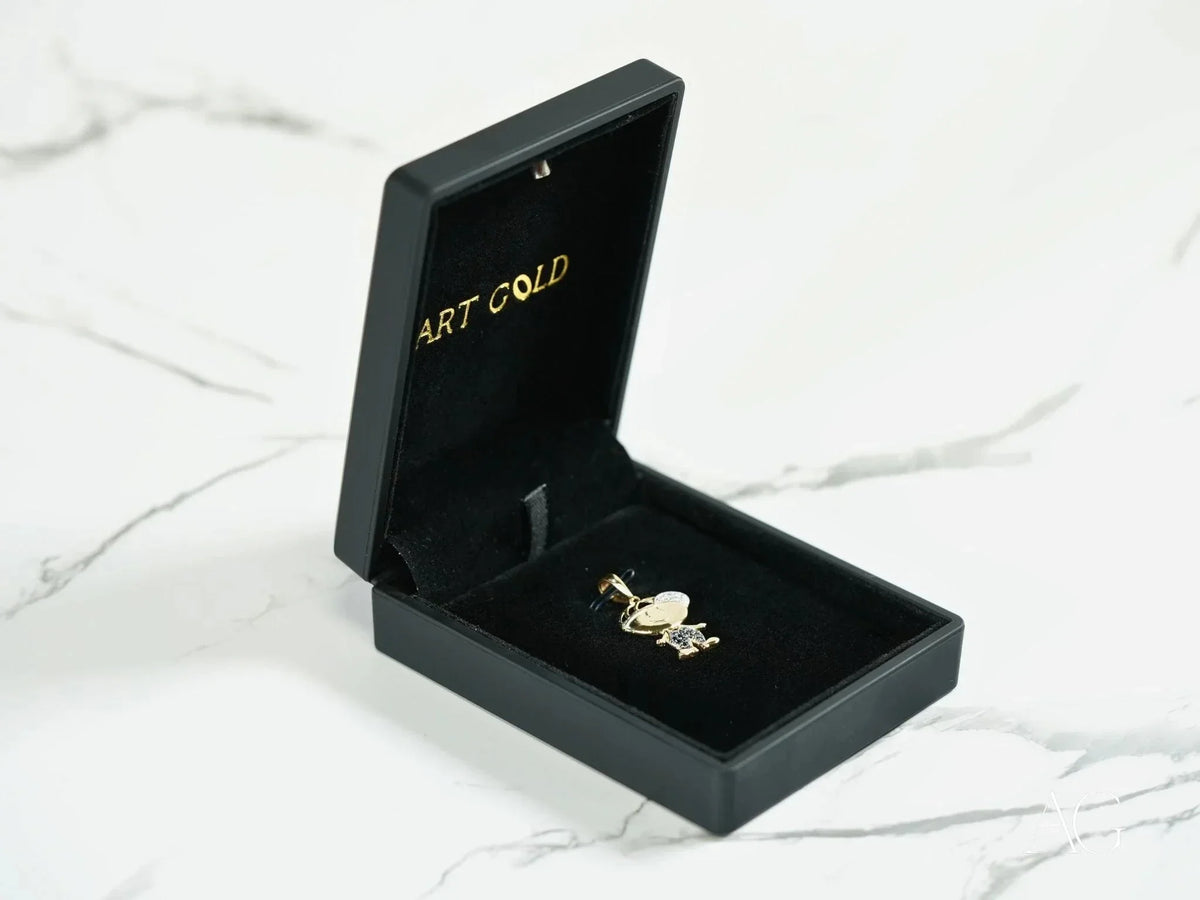 Golden Son Pendant in 18k solid gold on black velvet box