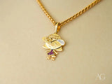 18k solid gold Golden Son Pendant with girl-shaped art gold jewelry