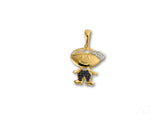 Golden Son Pendant: 18k solid gold boy with cap and pavé diamonds