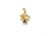 Golden Son Pendant: 18k solid gold girl in hat with purple stones