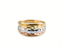 Golden Spectrum 18k 3-tone ring with tri-tone design and textured bands