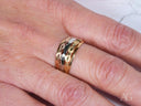 Golden Spectrum 18k 3-tone ring with ornate oval pattern