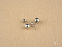 Three 18k white gold 5mm ball earrings with screw-back and post-back closures