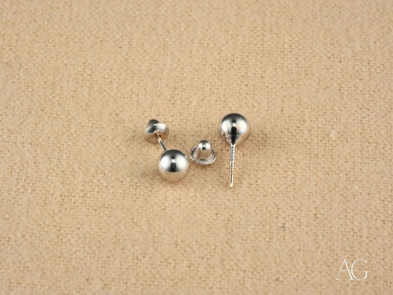 Golden Sphere: 18K White Gold 5mm Ball Earrings