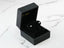 Open black velvet jewelry box with 18K white gold 5mm ball earrings from Art Gold Jewelry
