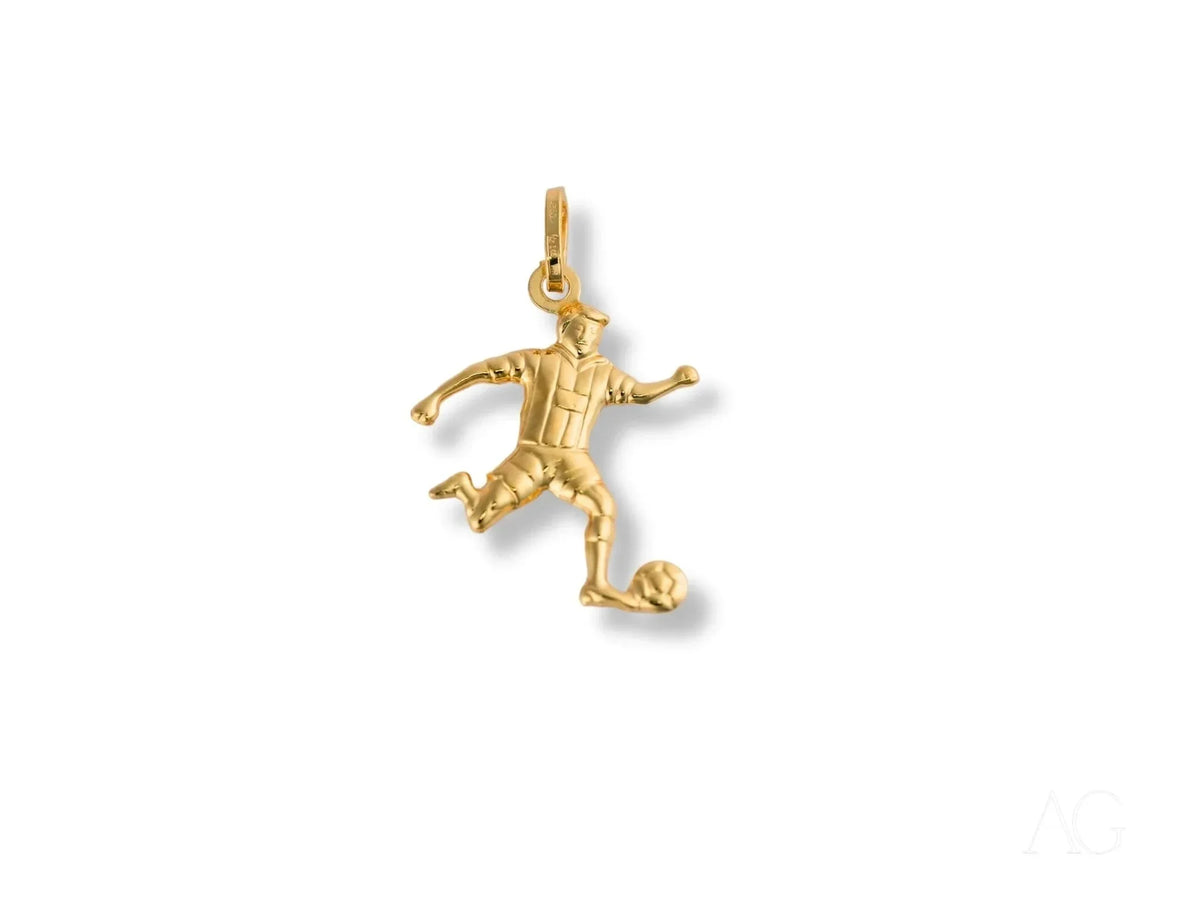 Golden Striker 18k gold boy soccer pendant with charm and ball