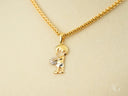 18k solid gold boy pendant with diamond-encrusted ball, golden treasure jewelry