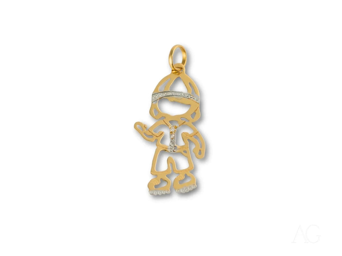 Golden Treasures Pendant: 18k solid gold boy-shaped with diamonds