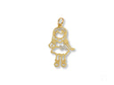 Golden Treasures Pendant: 18k solid gold girl with bow and diamonds