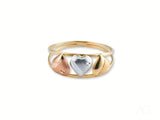 Golden Trio 18k 3-Tone Hearts Ring with Three Gold Tones