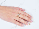 Golden Trio 18k three gold tones 3 hearts ring on finger