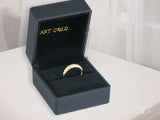 Golden Trio 18k 3-Tone 3 Hearts Ring in open dark box with clear stones