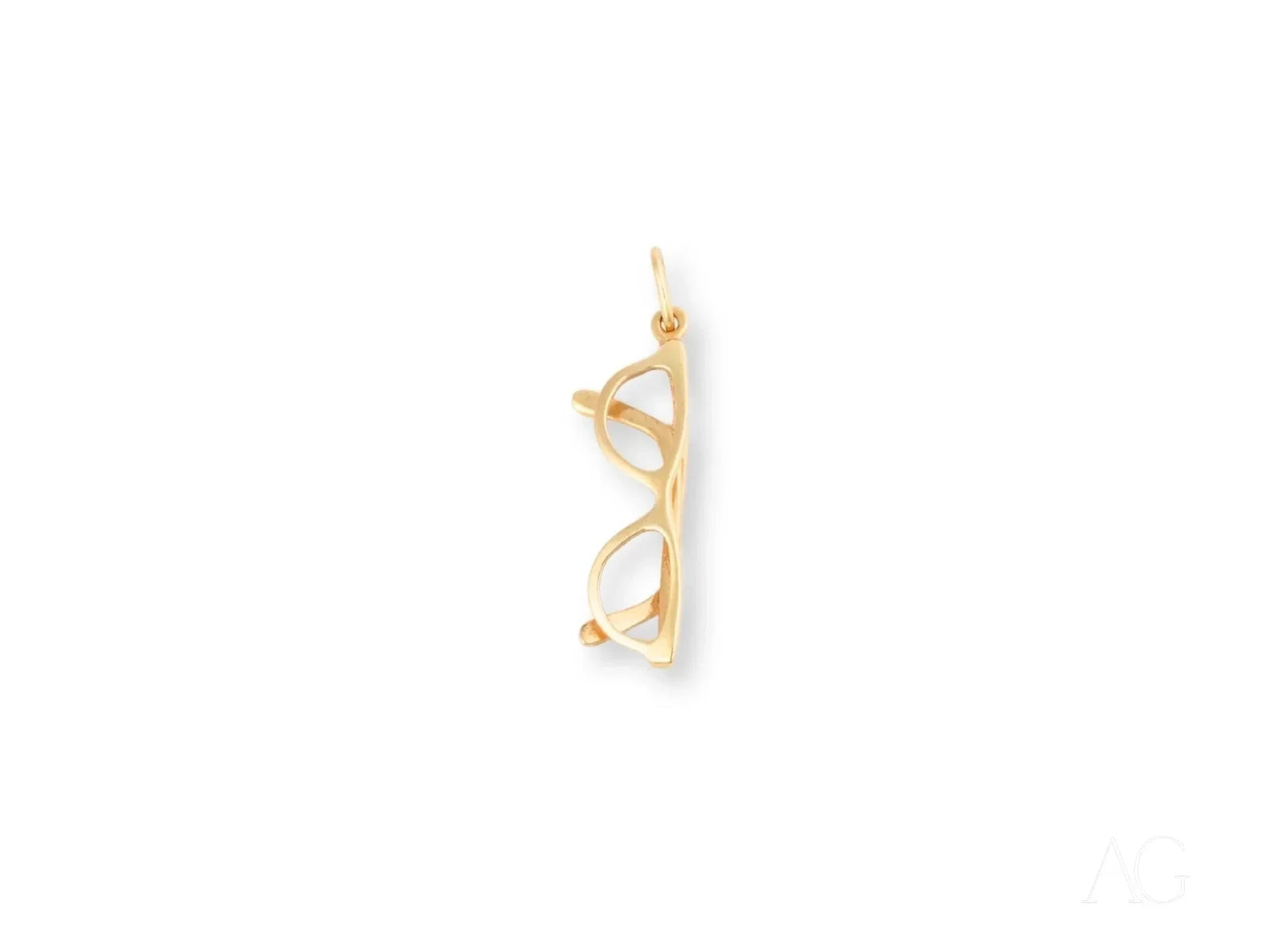Golden Vision pendant: gold eyeglass frame charm in art gold jewelry