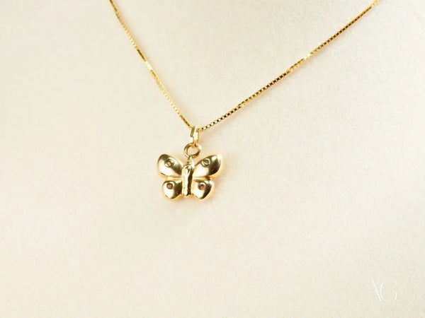 Golden Wings butterfly pendant in art gold jewelry with gem accents