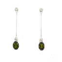 Pair of 18k white gold drop earrings with oval green tourmaline stones