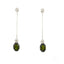 White gold drop earrings with oval green tourmaline stones, perfect art gold jewelry in Greater Boston Area