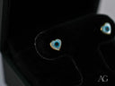 18k gold heart evil eye earrings with blue design