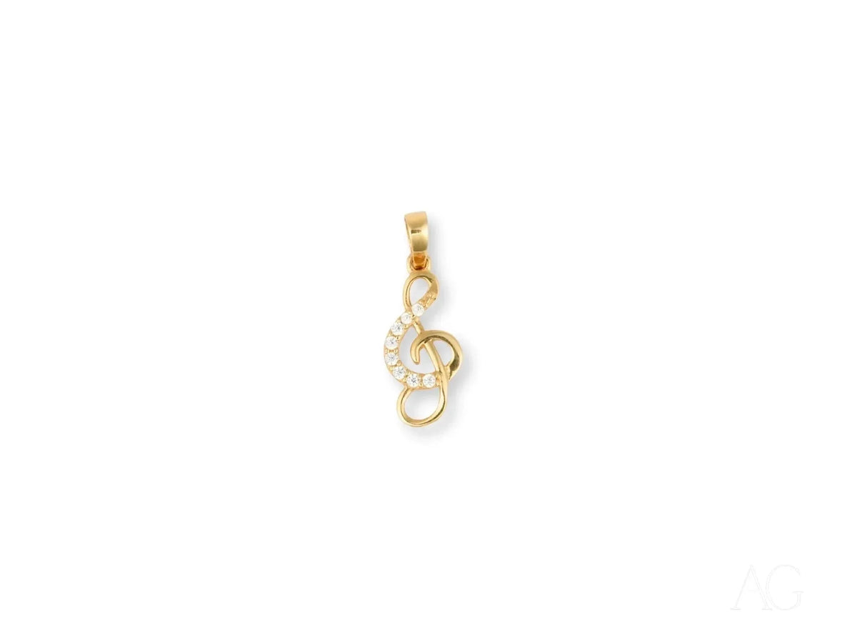 Gold treble clef pendant in Harmonic Elegance, art gold jewelry