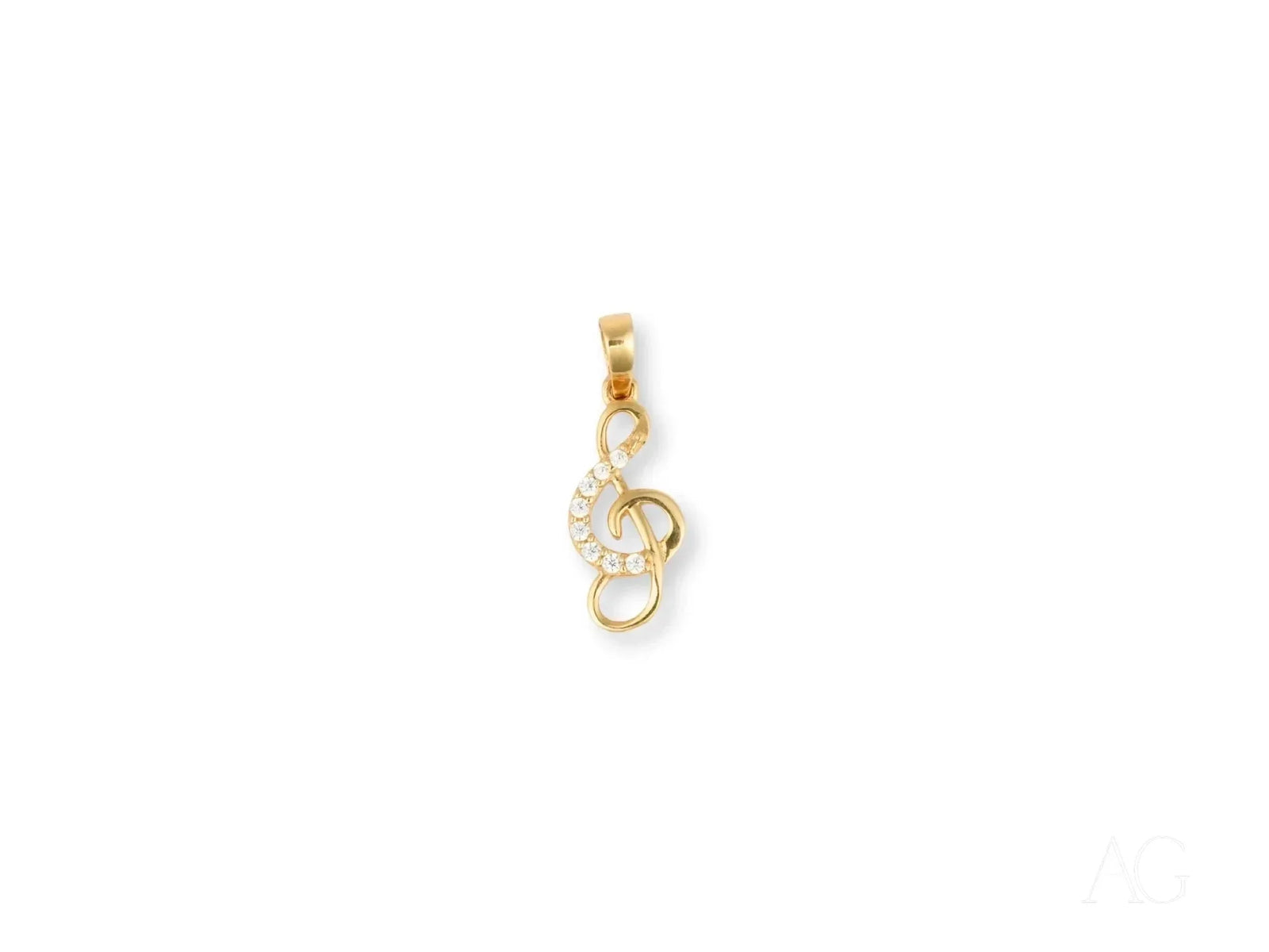Gold treble clef pendant in Harmonic Elegance, art gold jewelry