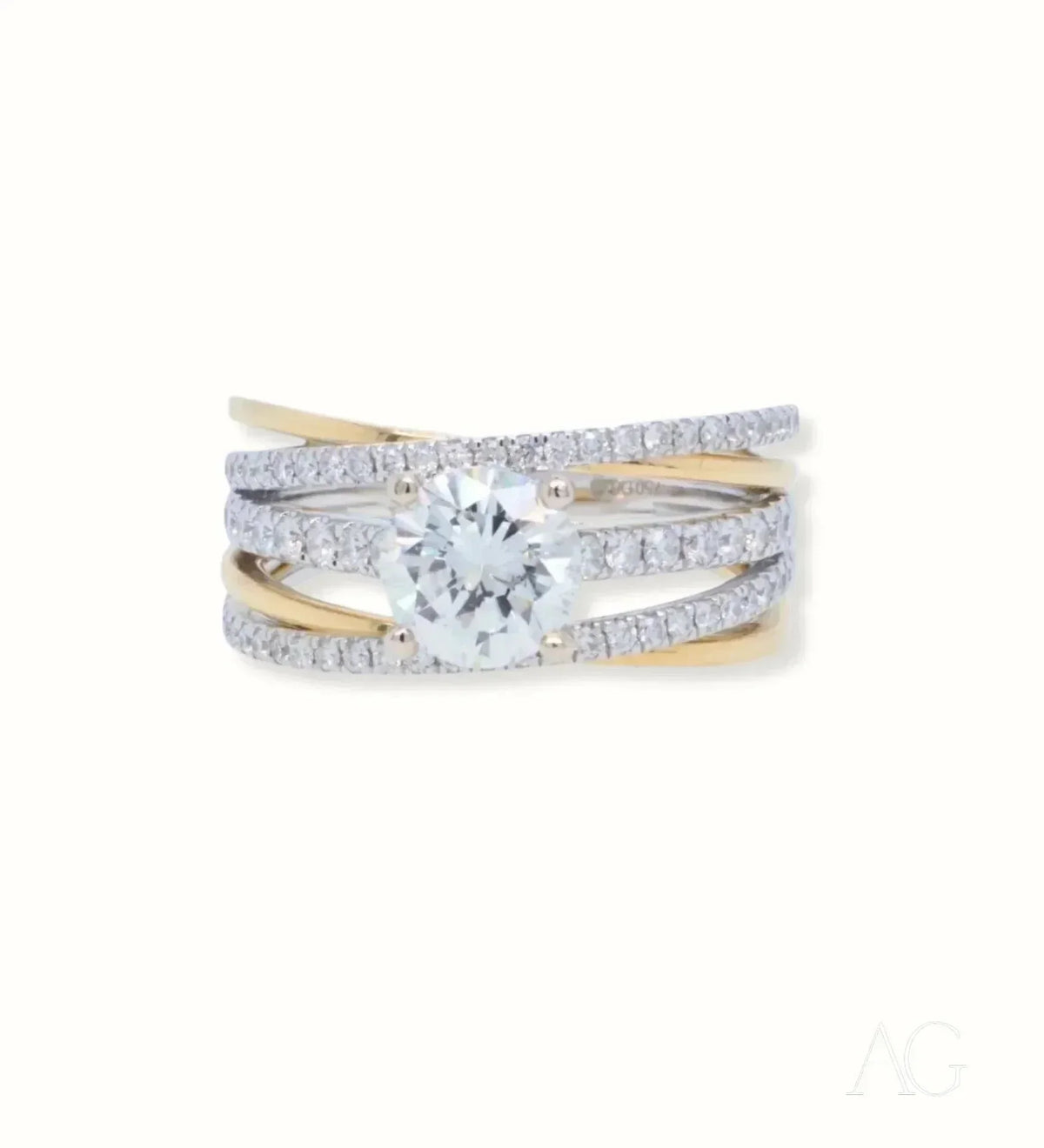 Harmonious 18k white gold 1ct diamond art gold jewelry ring