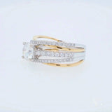 Harmonious 18k white gold 1ct diamond two-tone ring with pave bands