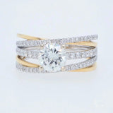 Harmonious 18k white gold two-tone ring with 1ct diamond