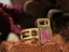 Gold pendant with rectangular bi-color pink and green Tourmaline, part of harmony stone ring art gold jewelry