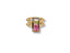 Gold ring with rectangular bi-color pink and green tourmaline in 18K yellow gold, Harmony Stone Ring