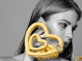 18k yellow gold heart diamond earrings with diamond accent from 4H’s Collection