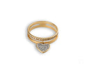 Radiant 18k gold Heart’s Glow Ring with dangling heart charm