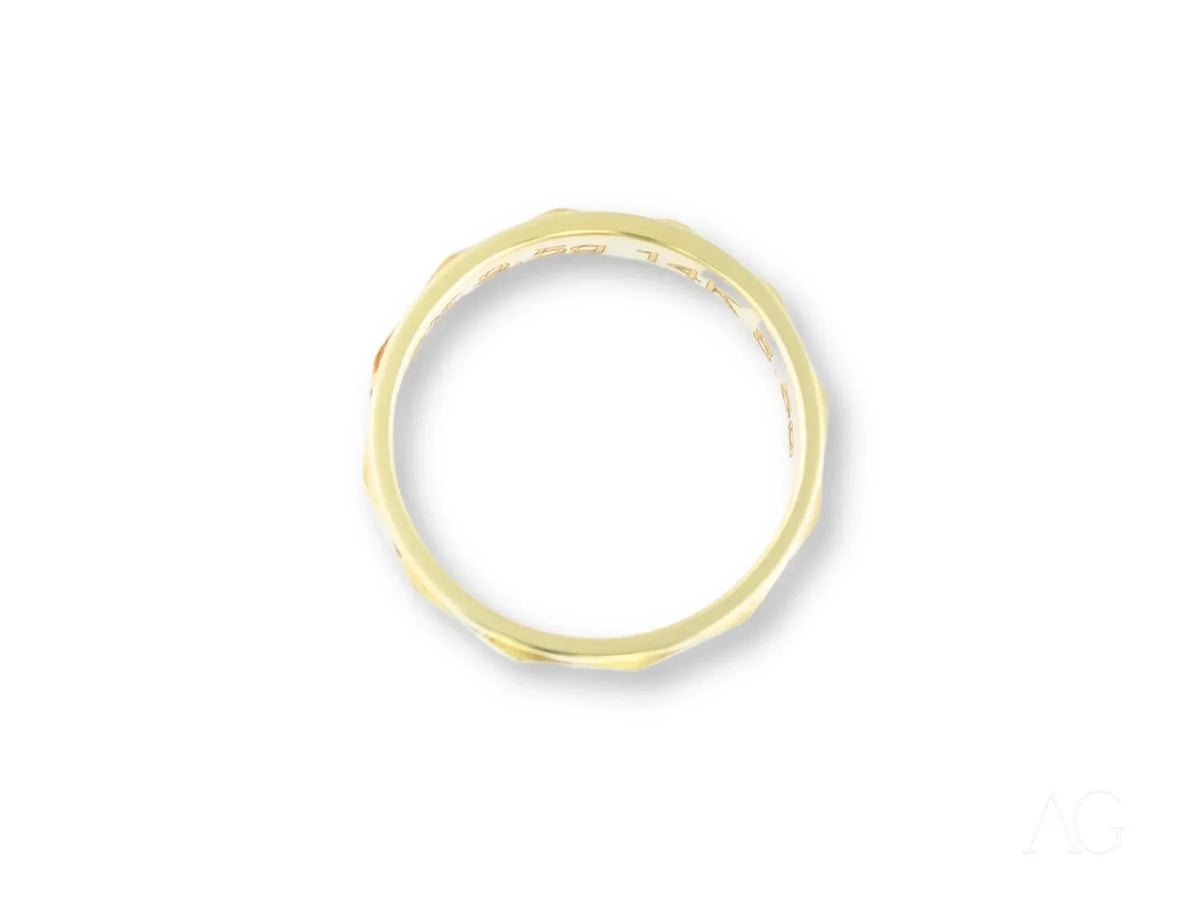 Imperial Facet Wedding Band in art gold jewelry with clear stones